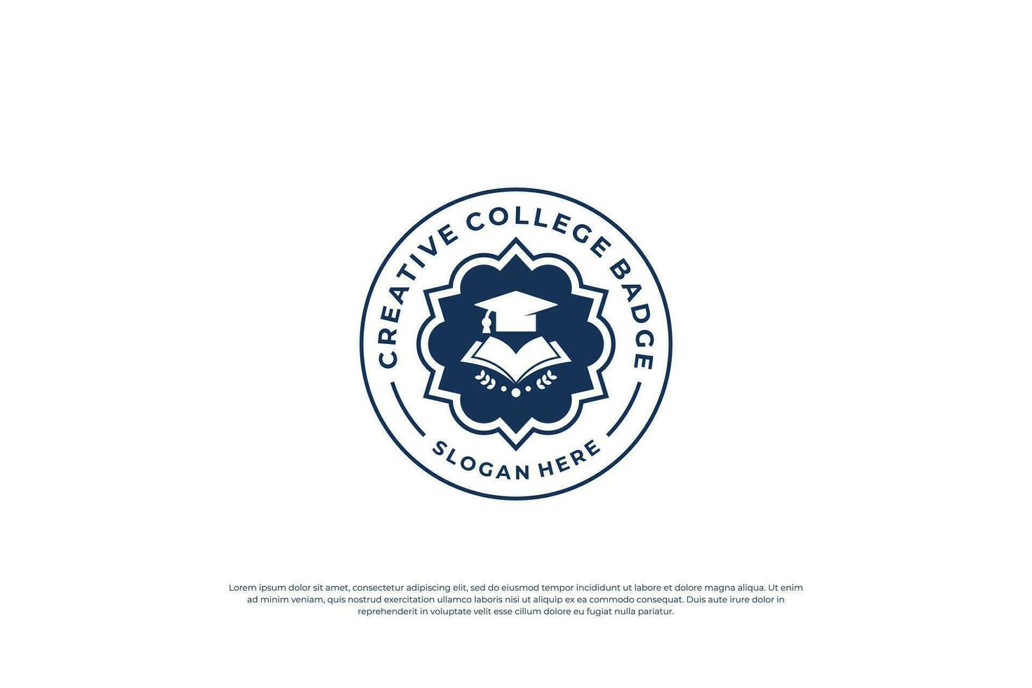 Università il giro distintivo logo design. formazione scolastica, Università emblema modello. vettore