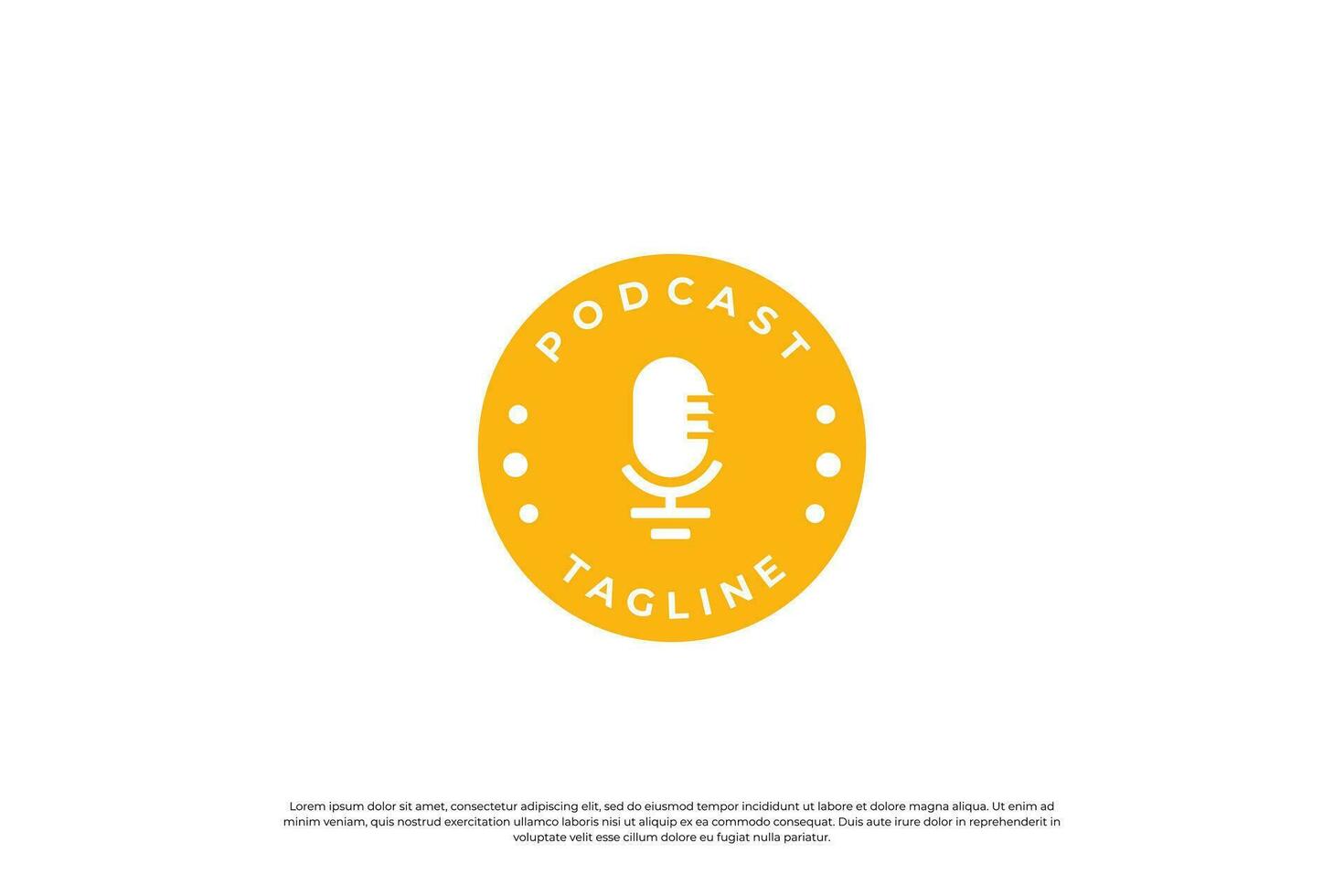 Podcast distintivo logo design. Podcast emblema, etichetta modello design. vettore