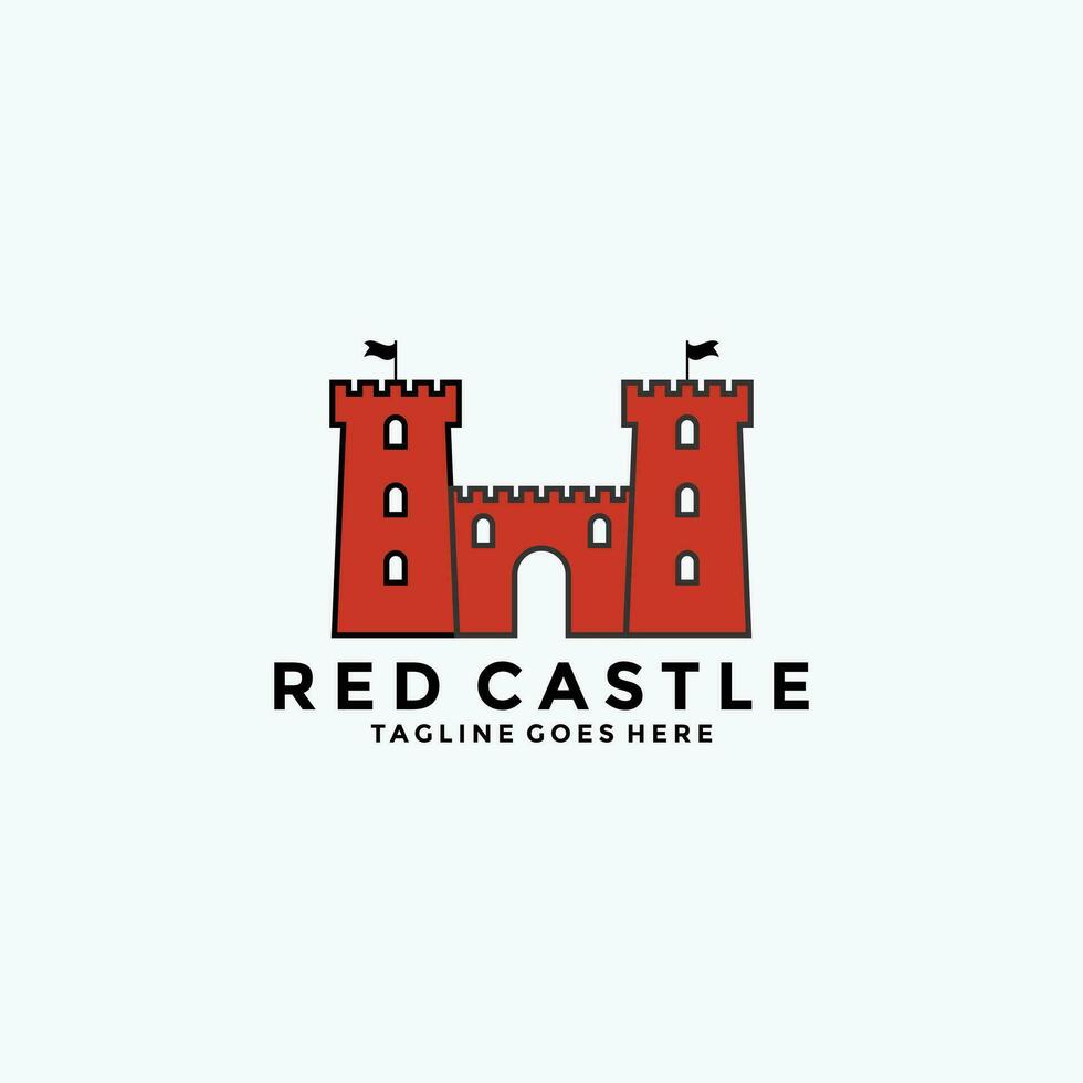 rosso castello simbolo distintivo logo design vettore