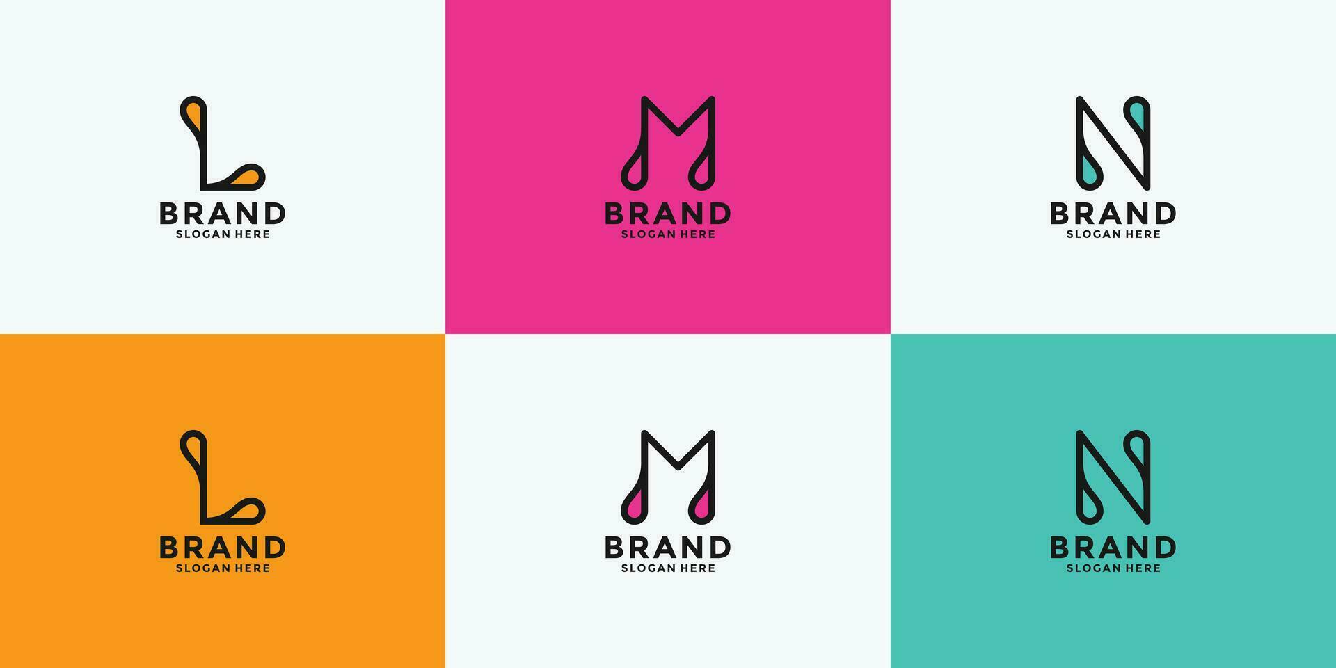 impostato creativo minimalista lettera o m n logo design vettore