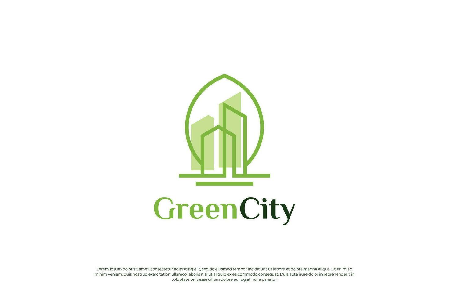 verde città logo design. eco città logo modello. simbolo icona per Residenziale, appartamento e città. vettore