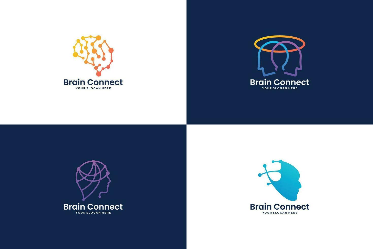 impostato di artificiale intelligenza logo design. inteligente tecnologia, digitale connessione concetto. vettore