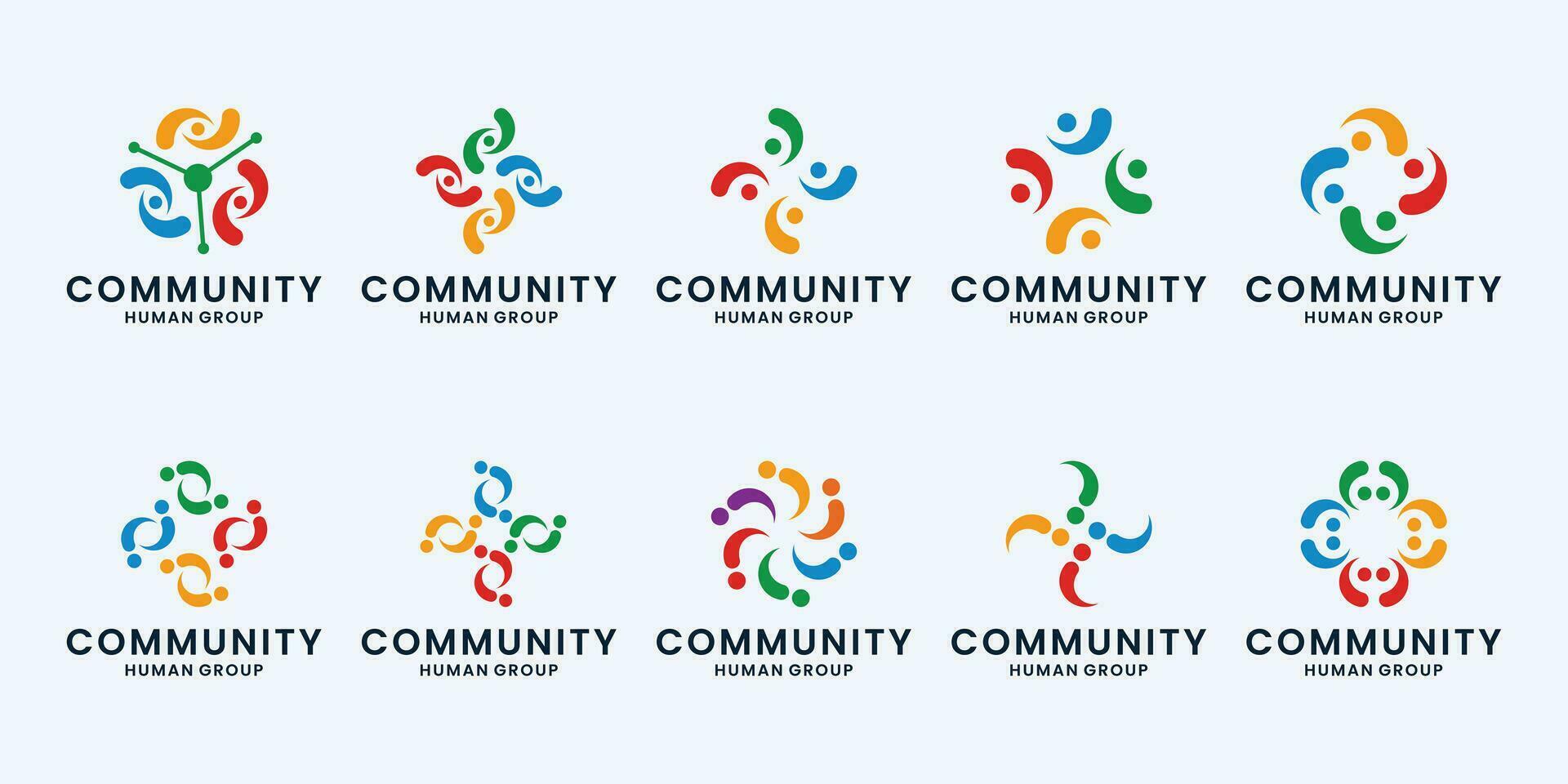 impostato di umano Comunità logo design collezione. vettore