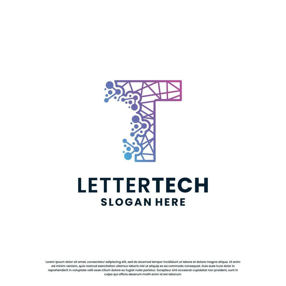 creativo lettera t tecnologia, scienza, laboratorio, dati calcolo logo design per il tuo attività commerciale identità vettore