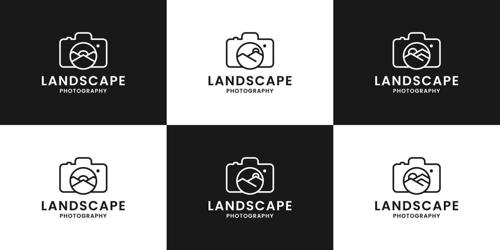 paesaggio fotografia logo design. avventura fotografo logo modello collezioni vettore