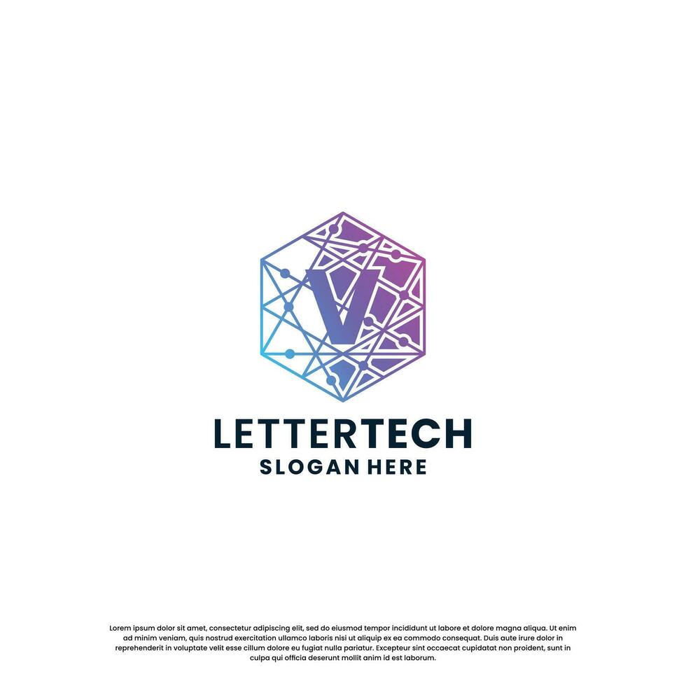 attività commerciale lettera v logo design per tecnologia, laboratorio, scienza, calcolo azienda vettore