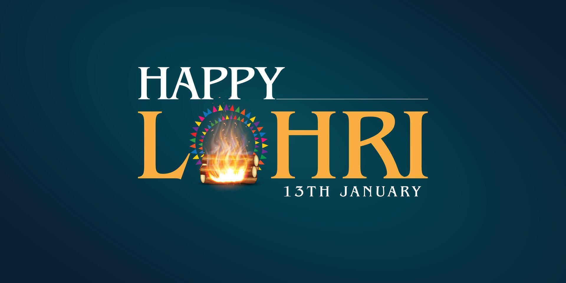 contento lohri testo. indiano sikh Festival modificabile design sfondo. saluti su il tradizionale lohri Festival di punjab, India. saluto carta, manifesto bandiera design. vettore