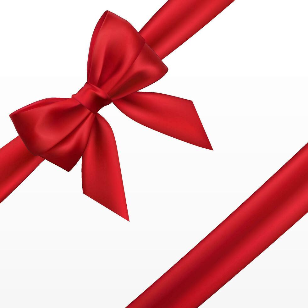 realistico rosso arco e nastro. elemento per decorazione i regali, saluti, vacanze. vettore illustrazione