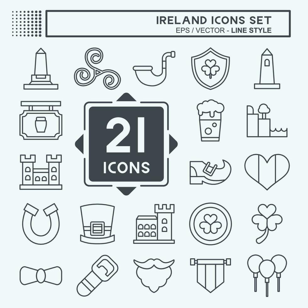 icona impostato Irlanda. relazionato per vacanza simbolo. linea stile. semplice design modificabile. semplice illustrazione vettore