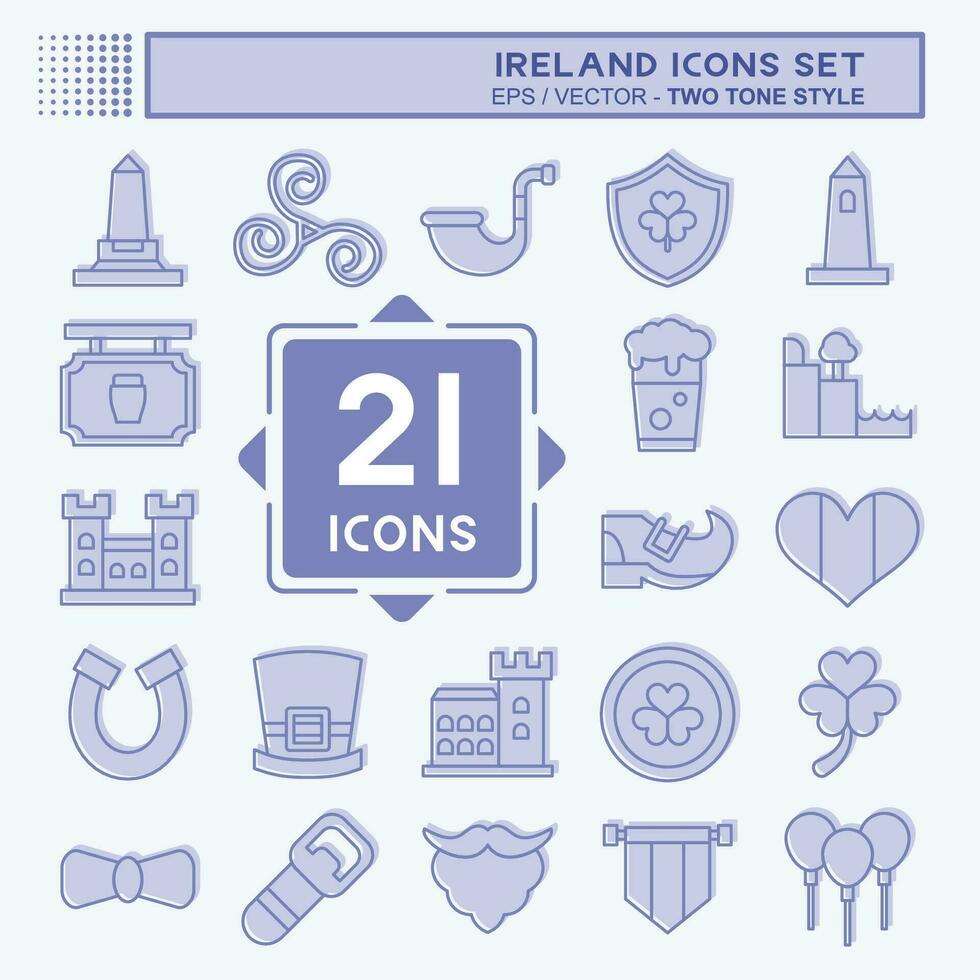 icona impostato Irlanda. relazionato per vacanza simbolo. Due tono stile. semplice design modificabile. semplice illustrazione vettore