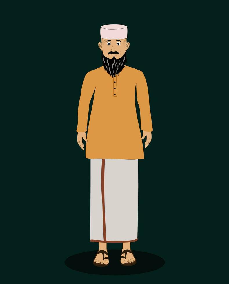 musulmano uomini davanti Visualizza cartone animato personaggio per animazione vettore