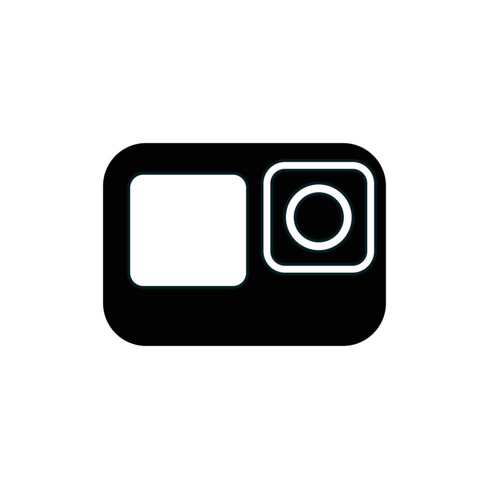 semplice telecamera icona nero e bianca colore silhouette piatto stile vettore
