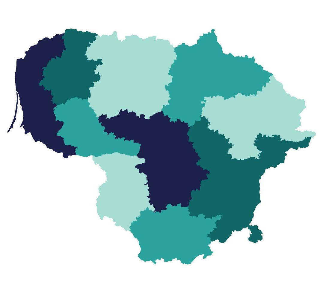 Lituania carta geografica. carta geografica di Lituania nel amministrativo regioni vettore