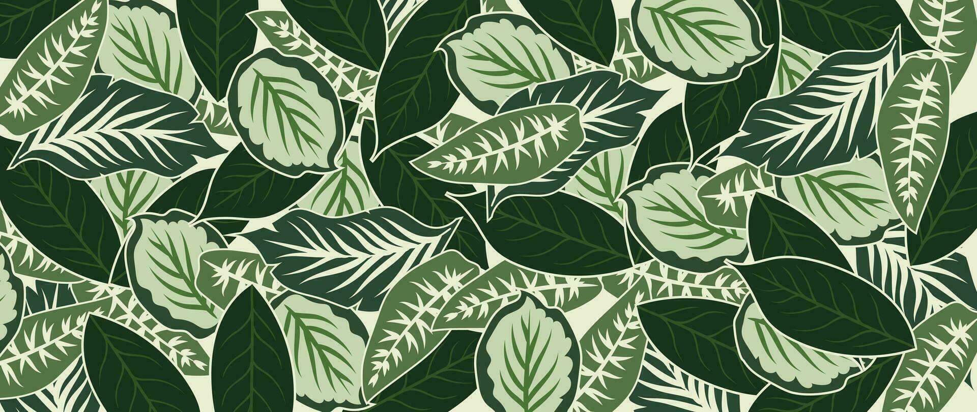 astratto fogliame botanico sfondo vettore. verde acquerello sfondo di tropicale impianti, foglie, foglia rami. fogliame design per striscione, stampe, arredamento, parete arte, decorazione, tessuto. vettore