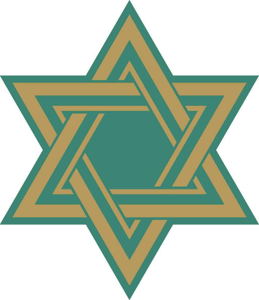 vettore oro e verde ebraico nazionale ornamento. stella di davide. semitico popolare modello. israeliano etnico cartello.