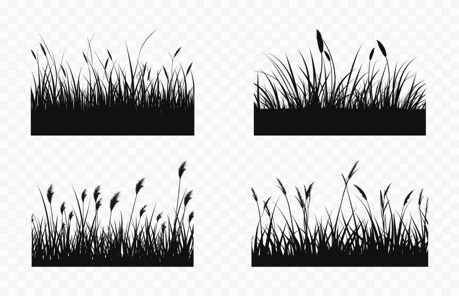 panoramico erba nero sagome, senza soluzione di continuità erba vettore silhouette impostato