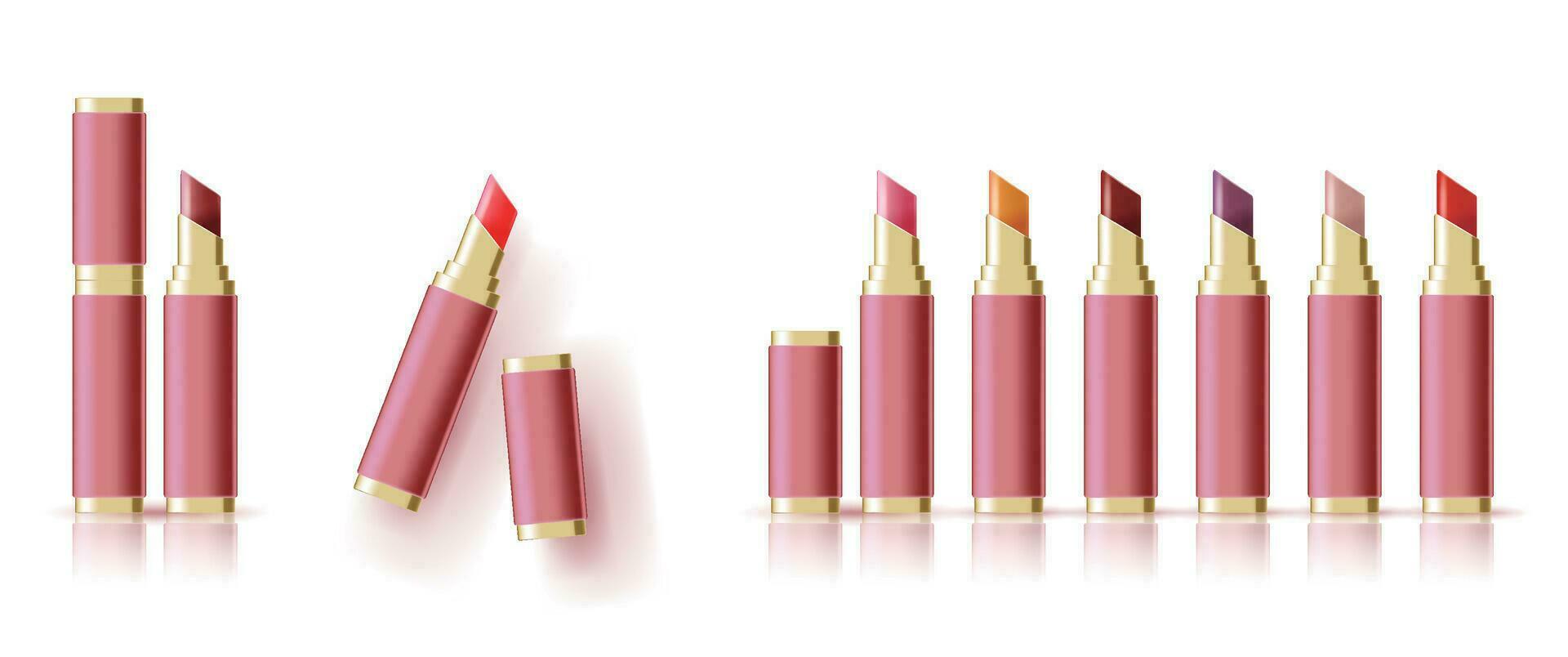 realistico vettore multicolore rossetto impostato