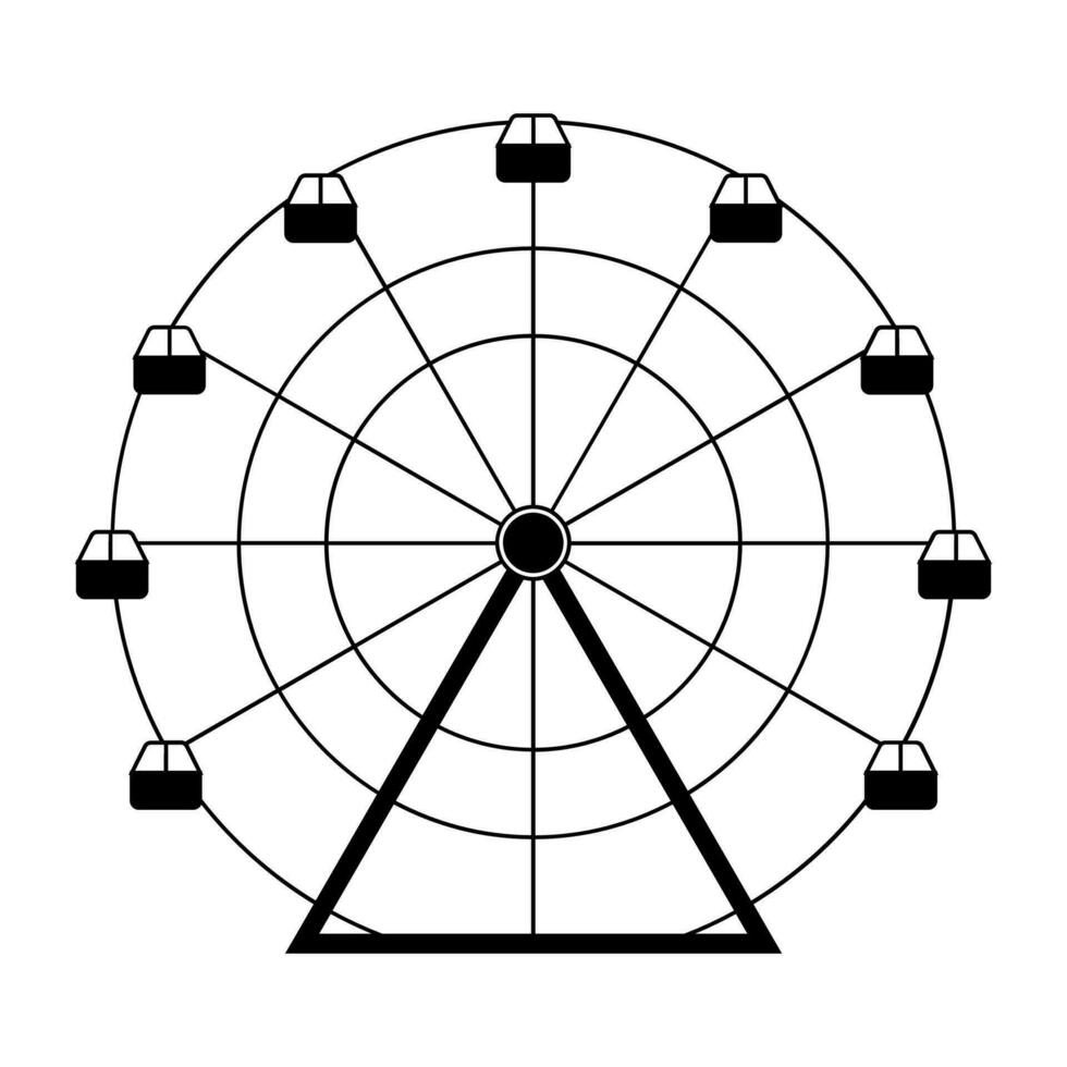 Ferris ruota nero vettore icona isolato su bianca sfondo
