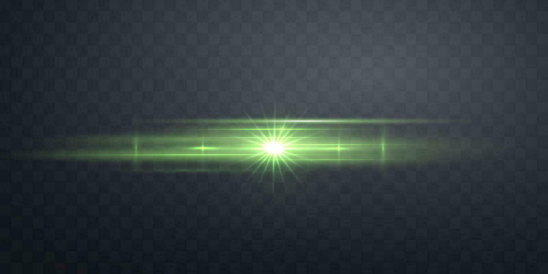 verde lente bagliore. sole veloce con raggi o riflettore. verde splendore bagliore leggero effetto. vettore illustrazione