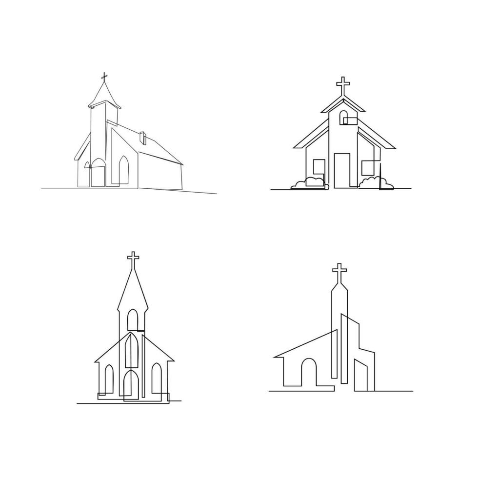 Chiesa singolo continuo linea illustrazione vettore