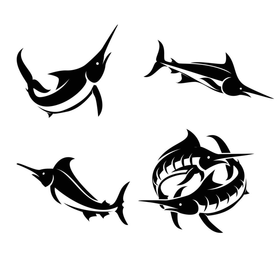 Marlin pesce silhouette logo icona design vettore