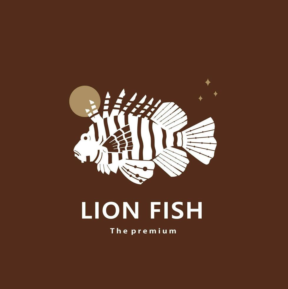 animale Leone pesce naturale logo vettore icona silhouette retrò fricchettone