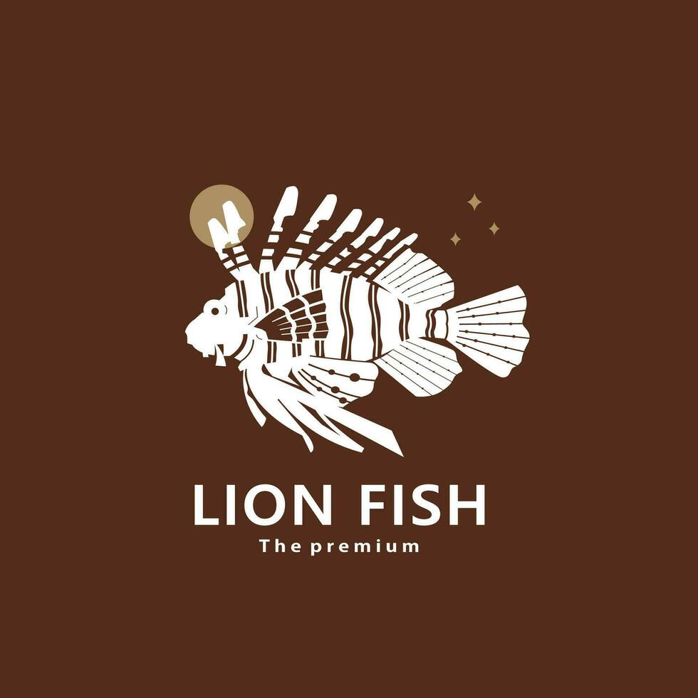 animale Leone pesce naturale logo vettore icona silhouette retrò fricchettone