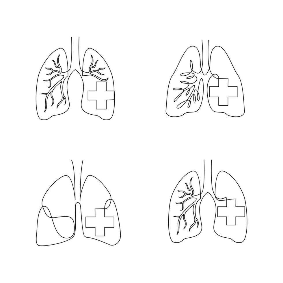 polmone singolo linea illustrazione disegno vettore