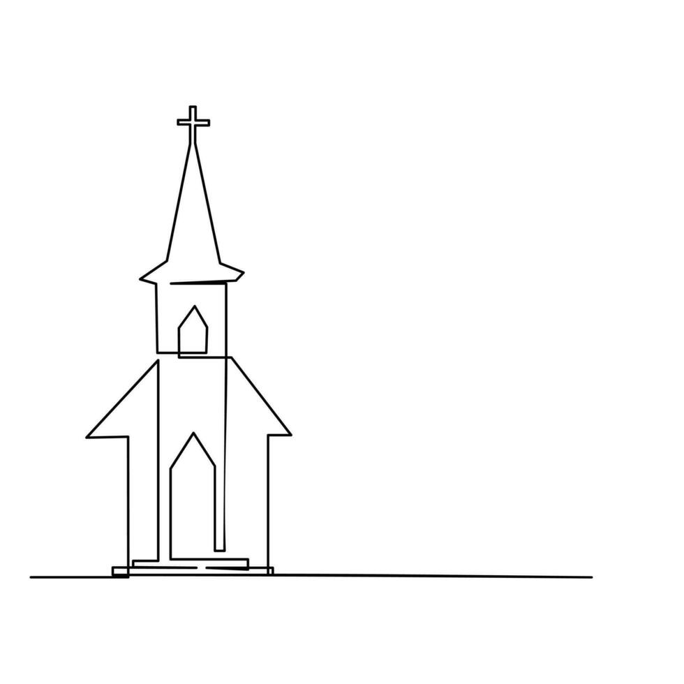 Chiesa singolo continuo linea illustrazione vettore