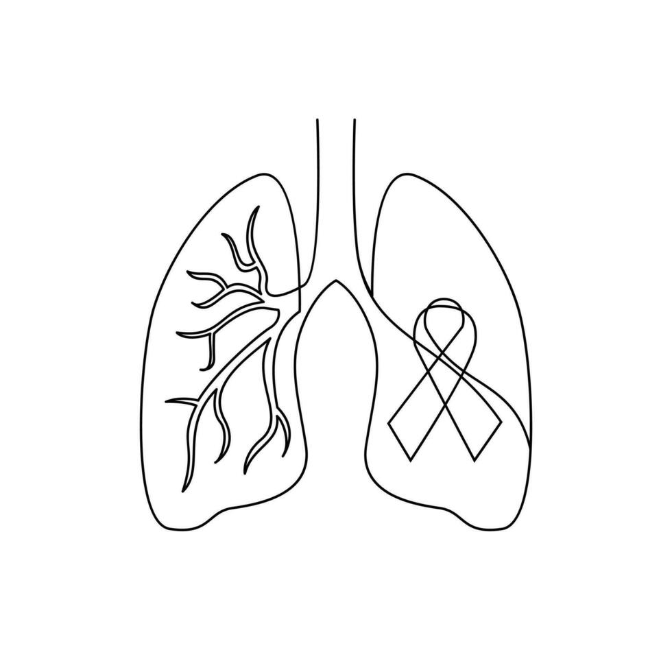 polmone singolo linea illustrazione disegno vettore