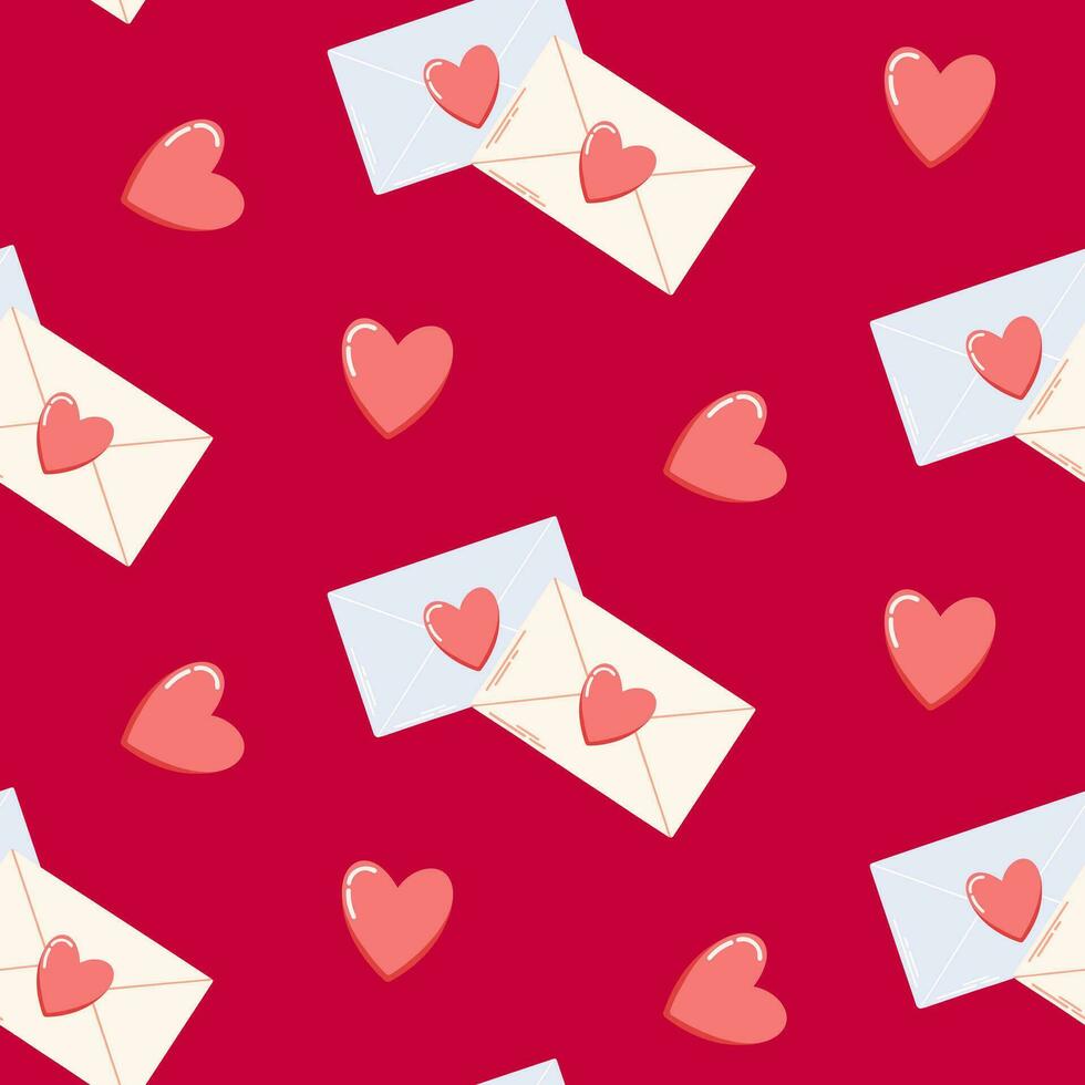 senza soluzione di continuità modello di mano disegnato amore lettere con cuori su isolato sfondo. romantico design per san valentino giorno, madri giorno, nozze celebrazione, saluto carta, carta artigianato, casa arredamento. vettore