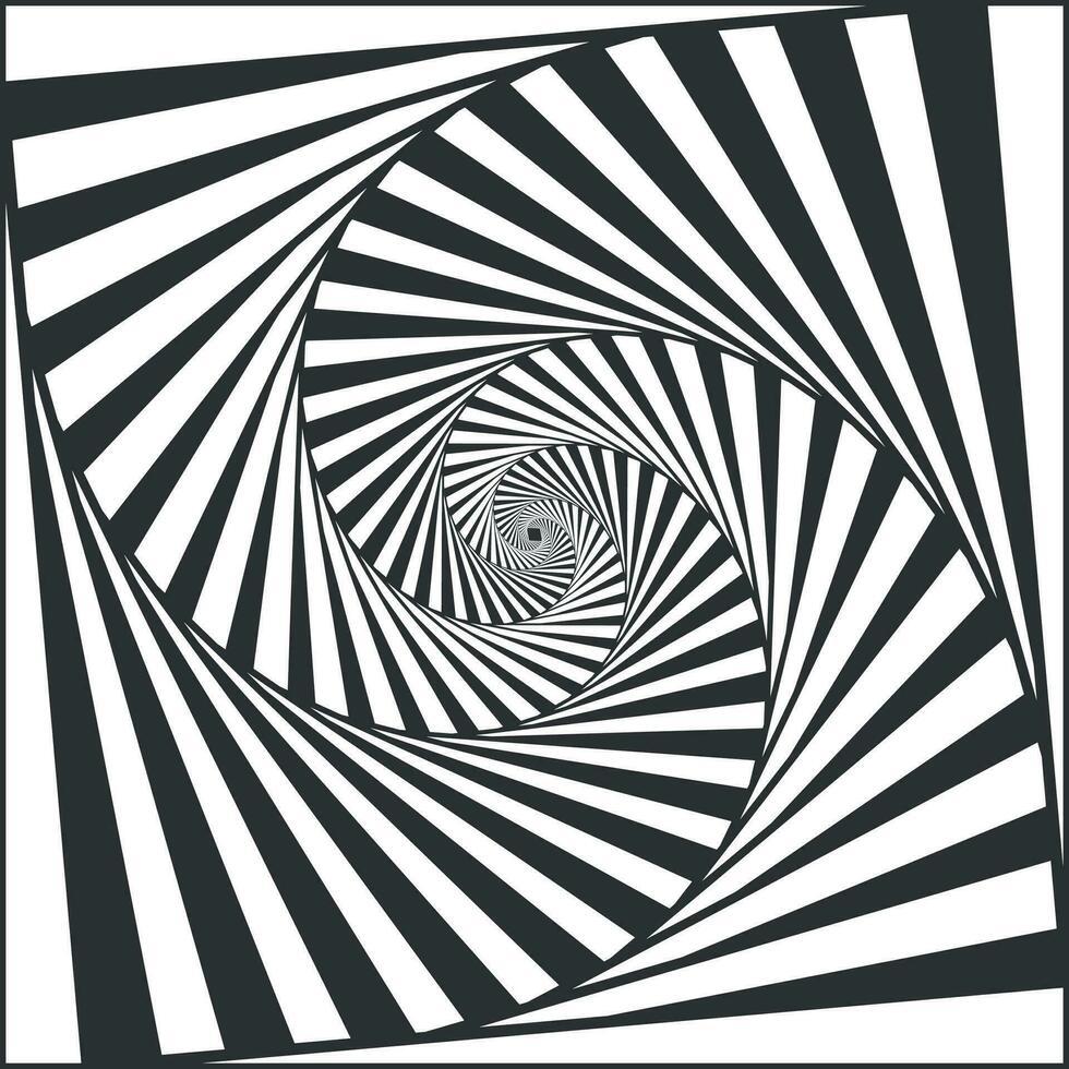 ottico spirale illusione. nero e bianca alternato strisce la creazione di ipnotico effetto, vertigine geometrico vortice vettore