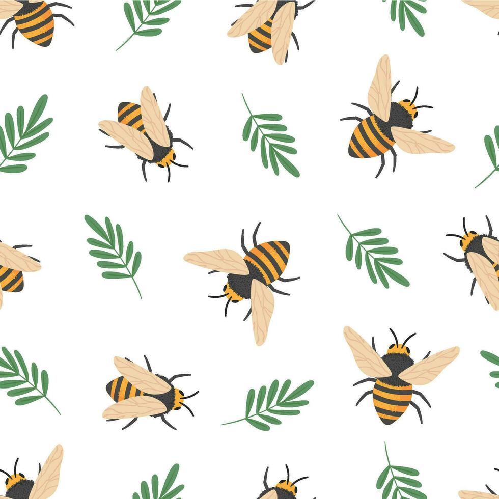 ape modello. carino volante api insetti bambini sfondo o miele involucro carta senza soluzione di continuità vettore scarabocchio struttura