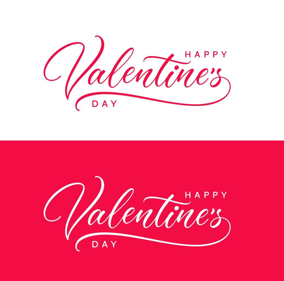 felice giorno di san valentino testo calligrafico vacanza scritto a mano per banner, biglietto di auguri, poster, flyer, intestazione. vettore scritta a mano st. San Valentino isolato su sfondo rosso e bianco.