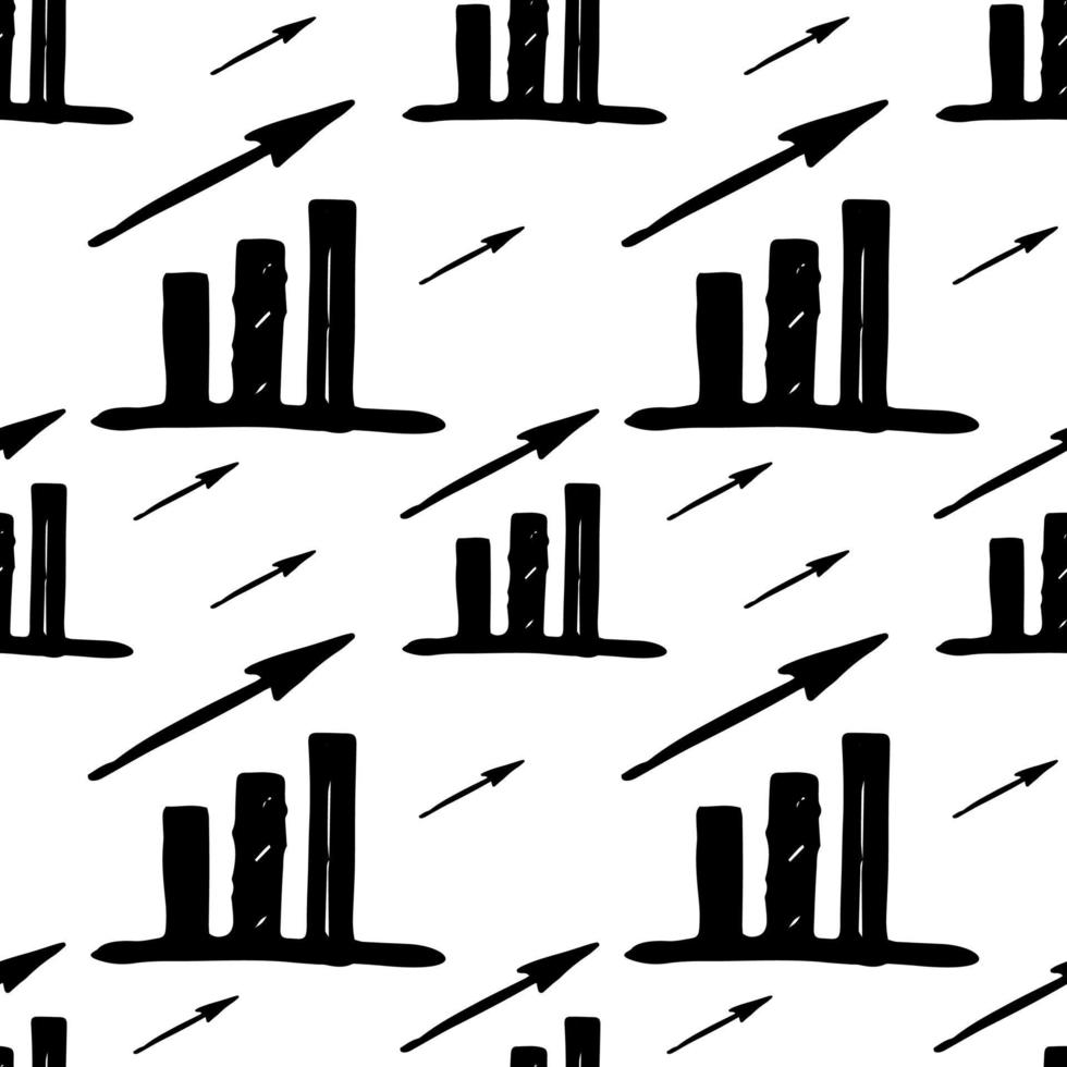 doodle grafico di crescita - sfondo vettoriale senza soluzione di continuità. investimento aziendale