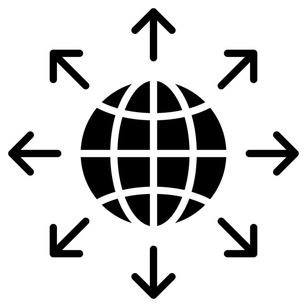 globale raggiungere icona linea vettore illustrazione