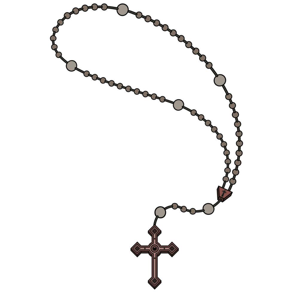 vettore design di rosario con cristiano attraverso, simbolo di cattolico religione