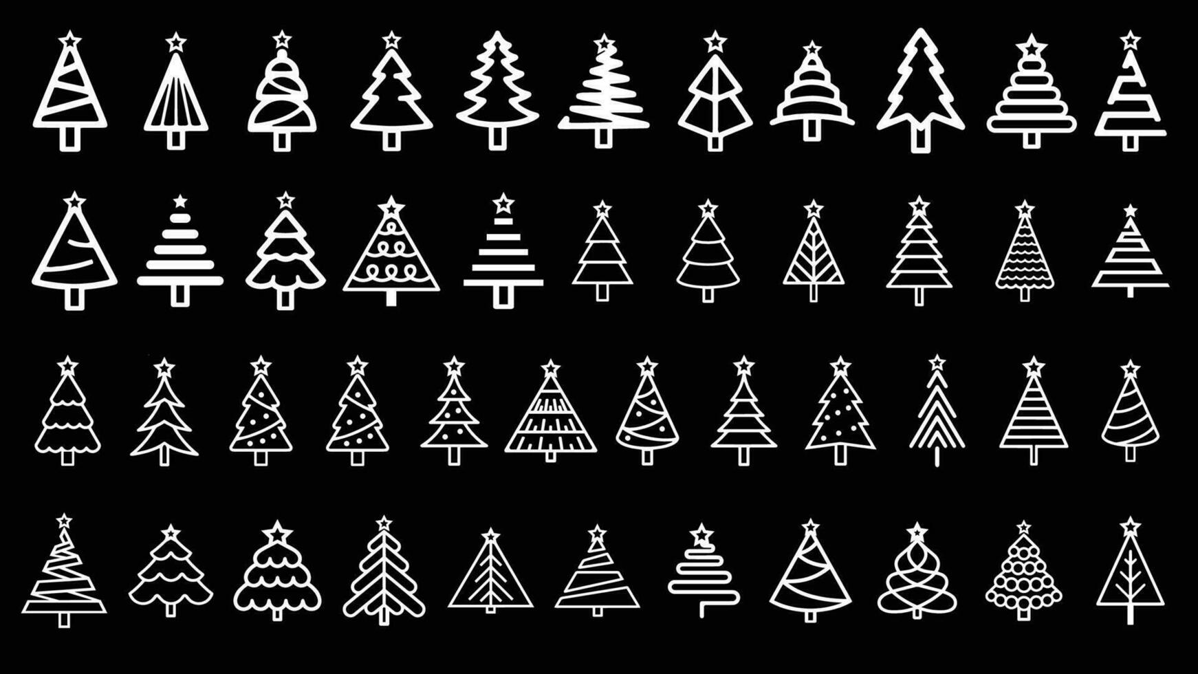 Natale albero schema icone impostare. lineare stile simboli collezione, linea segni pacchetto. vettore grafica