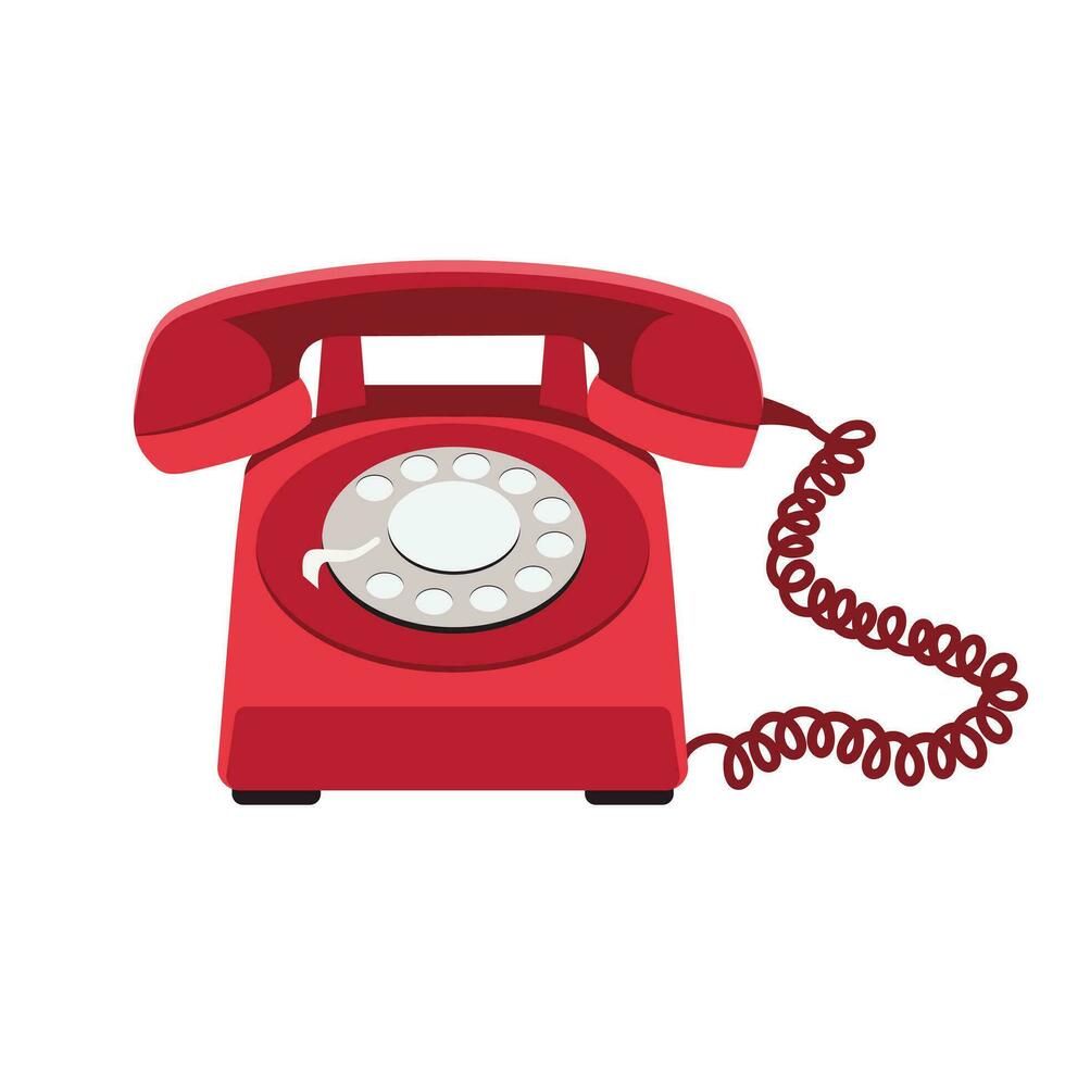 Vintage ▾ telefono con microtelefono su un' cordone. retrò illustrazione, icona, vettore