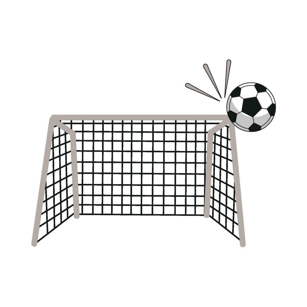 palla da calcio nel obbiettivo netto illustrazione vettore