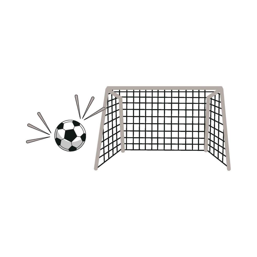 palla da calcio con obbiettivo netto illustrazione vettore