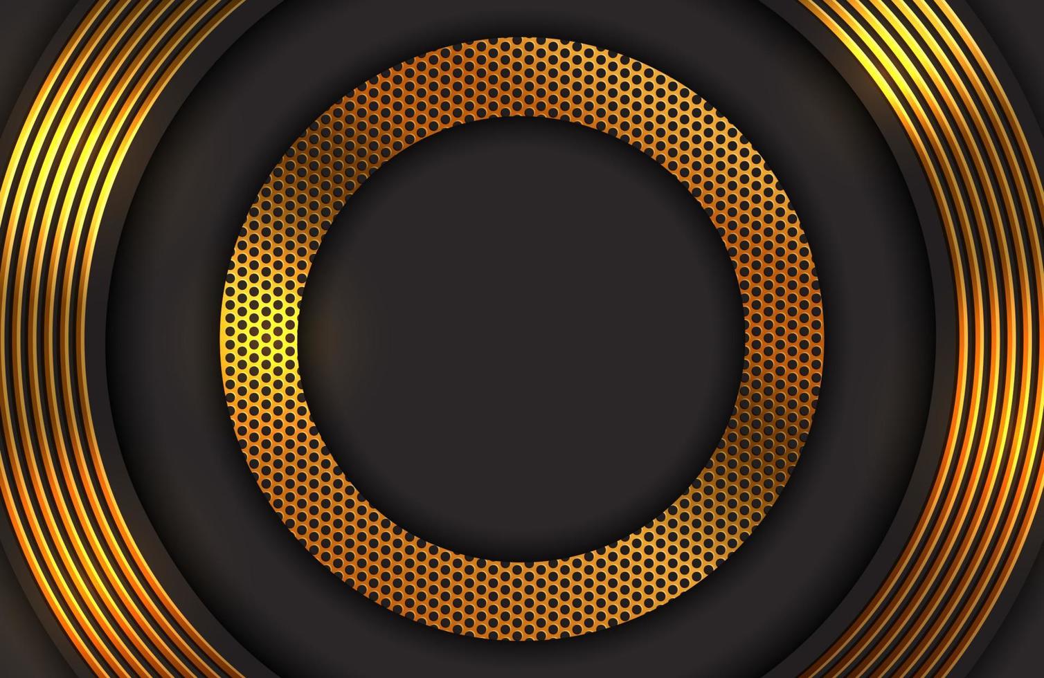 elemento di linee geometriche oro sfondo nero cornice futuristica realistica 3d vettore