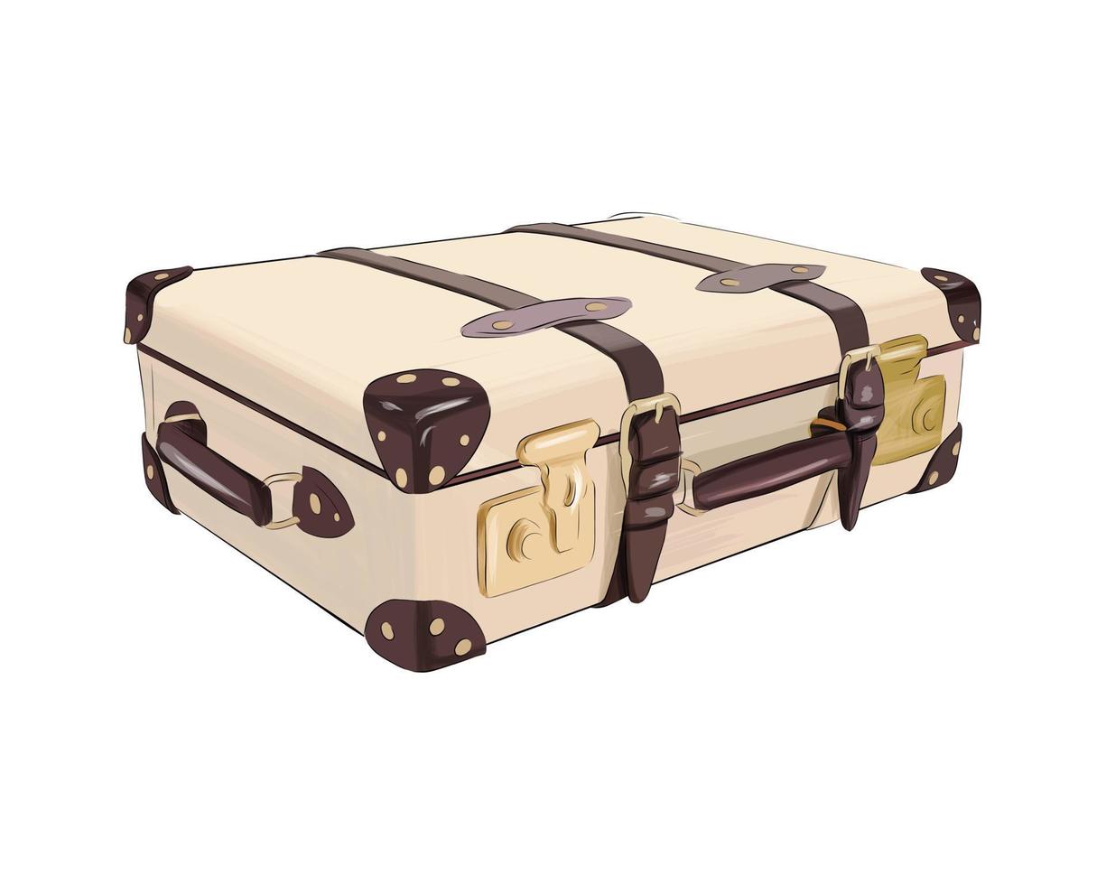 valigia da viaggio vintage da vernici multicolori. spruzzata di acquerello, disegno colorato, realistico. illustrazione vettoriale di vernici
