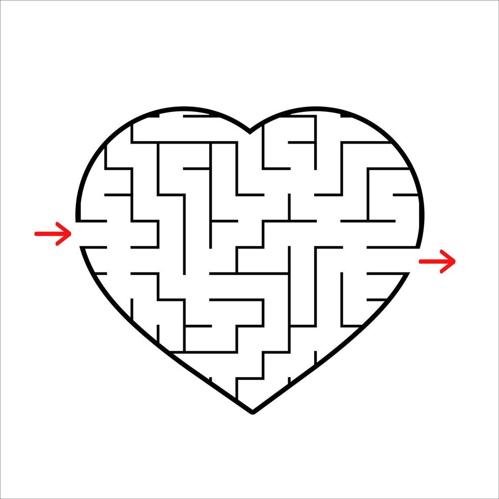 labirinto a forma di cuore astratto. gioco per bambini. puzzle per bambini. un ingresso, un'uscita. enigma del labirinto. semplice illustrazione vettoriale piatto isolato su sfondo bianco.