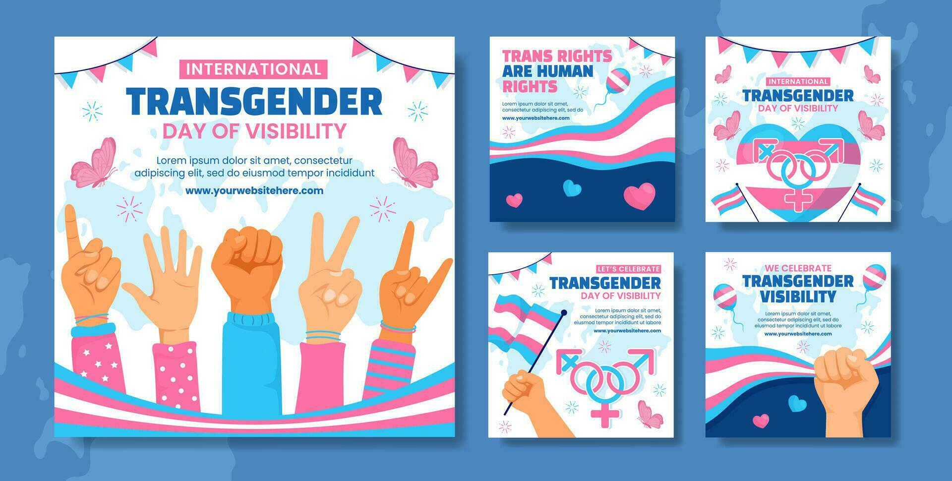 transgender giorno di visibilità sociale media inviare cartone animato modelli sfondo illustrazione vettore