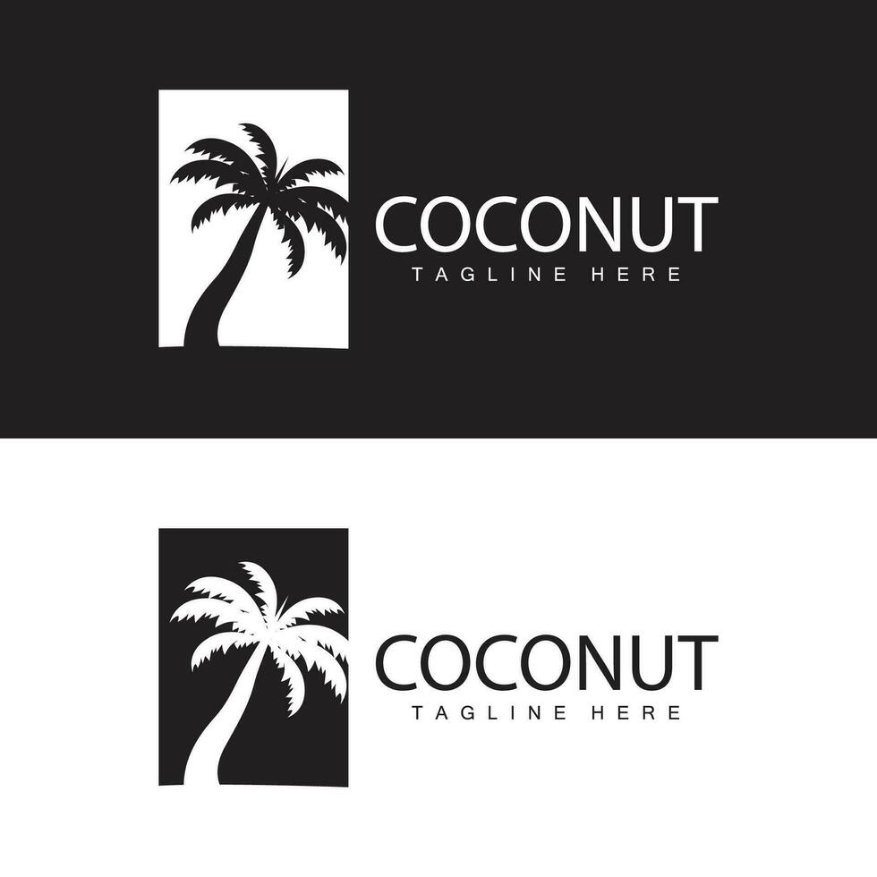 Noce di cocco albero logo design estate spiaggia pianta palma albero illustrazione modello vettore
