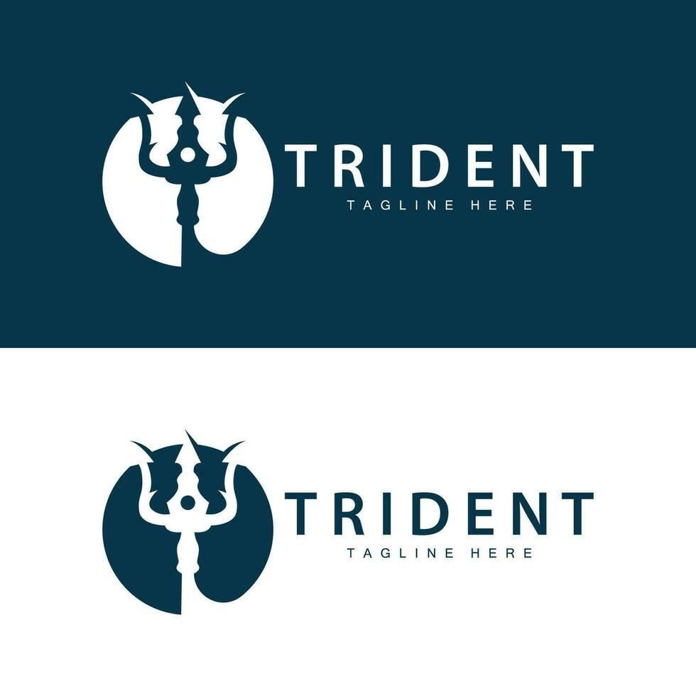 tridente logo design lancia arma vettore mare re poseidon Nettuno simbolo modello