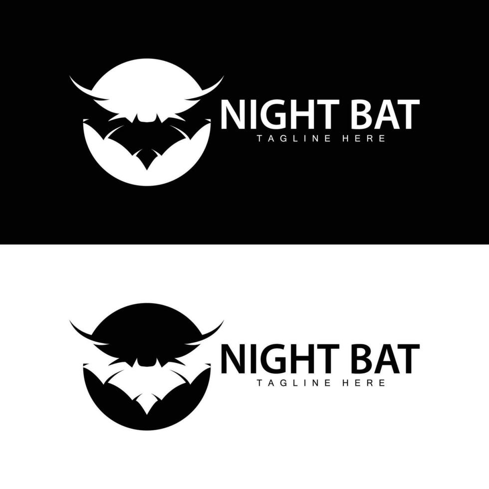 Halloween pipistrello logo pipistrello notte animale design vettore illustrazione modello