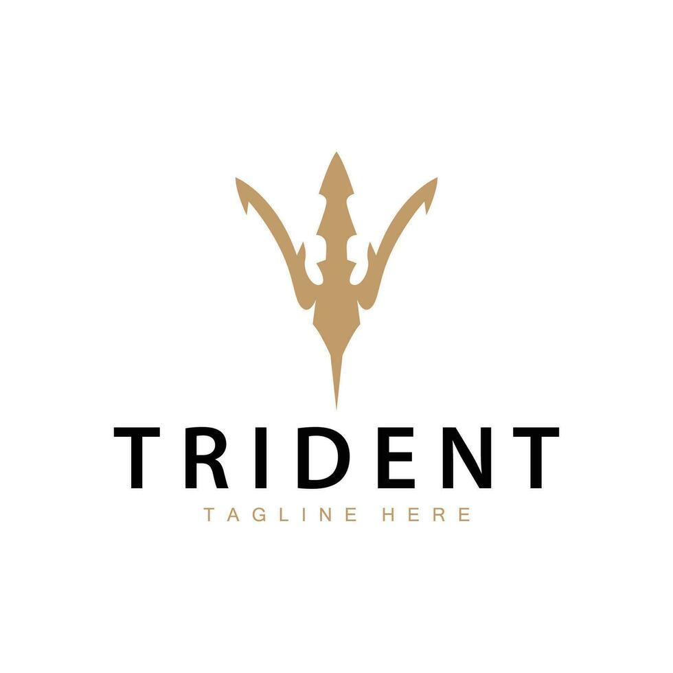 tridente logo design lancia arma vettore mare re poseidon Nettuno simbolo modello