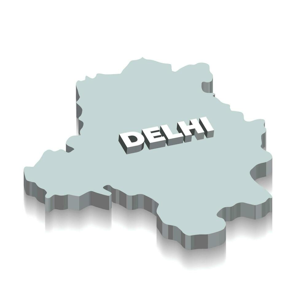 3d delhi carta geografica, capitale città di India vettore